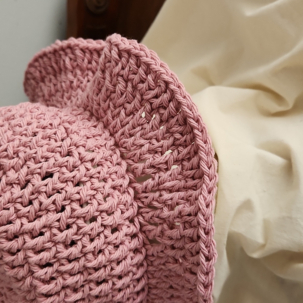 Handmade Summer Crotched Cotton Hat 16 inch Circumference, 6-12 mos - Picture 4 of 8